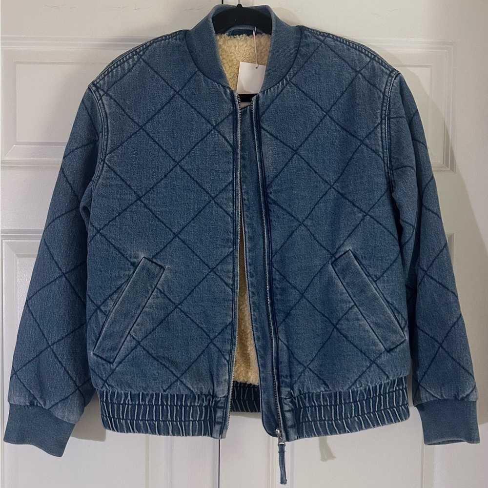 & Other Stories Fleece Lined Denim Bomber Jacket